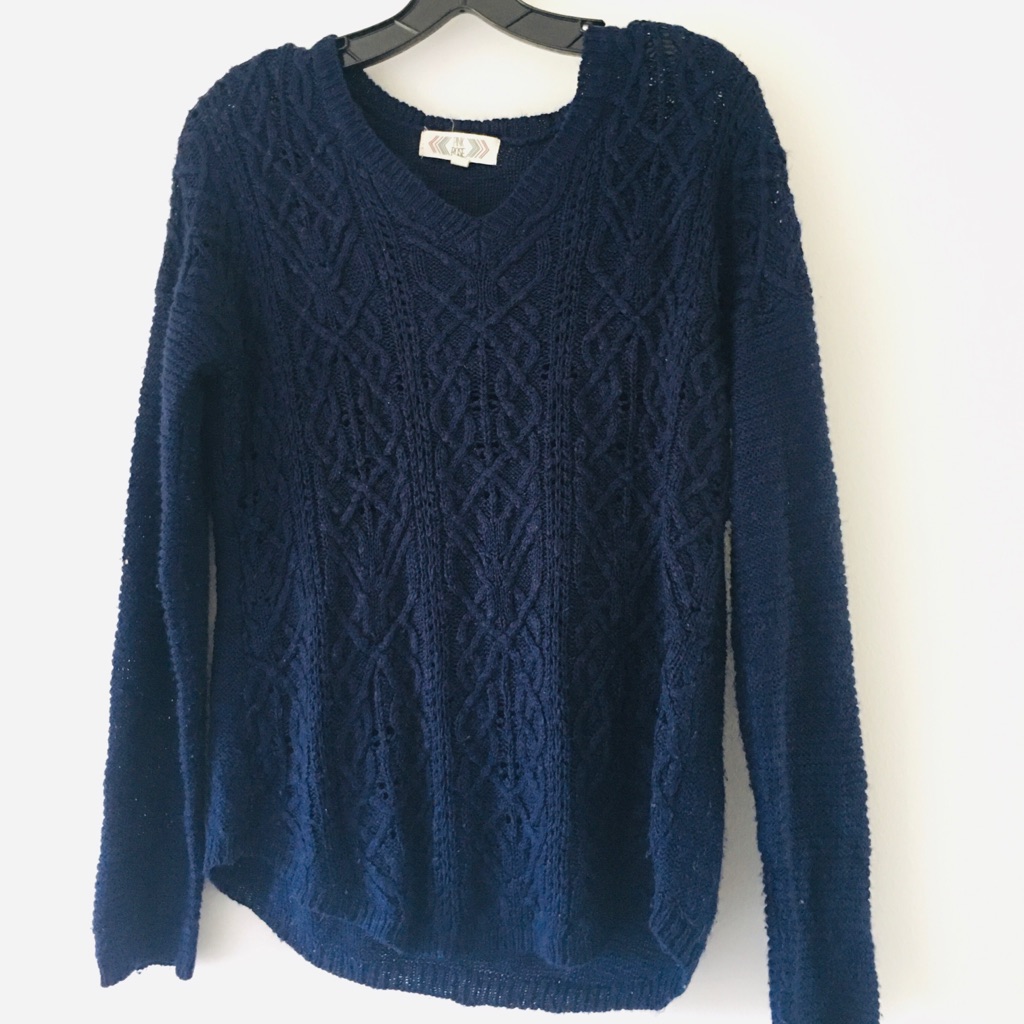 Patterned Deep Blue Sweater